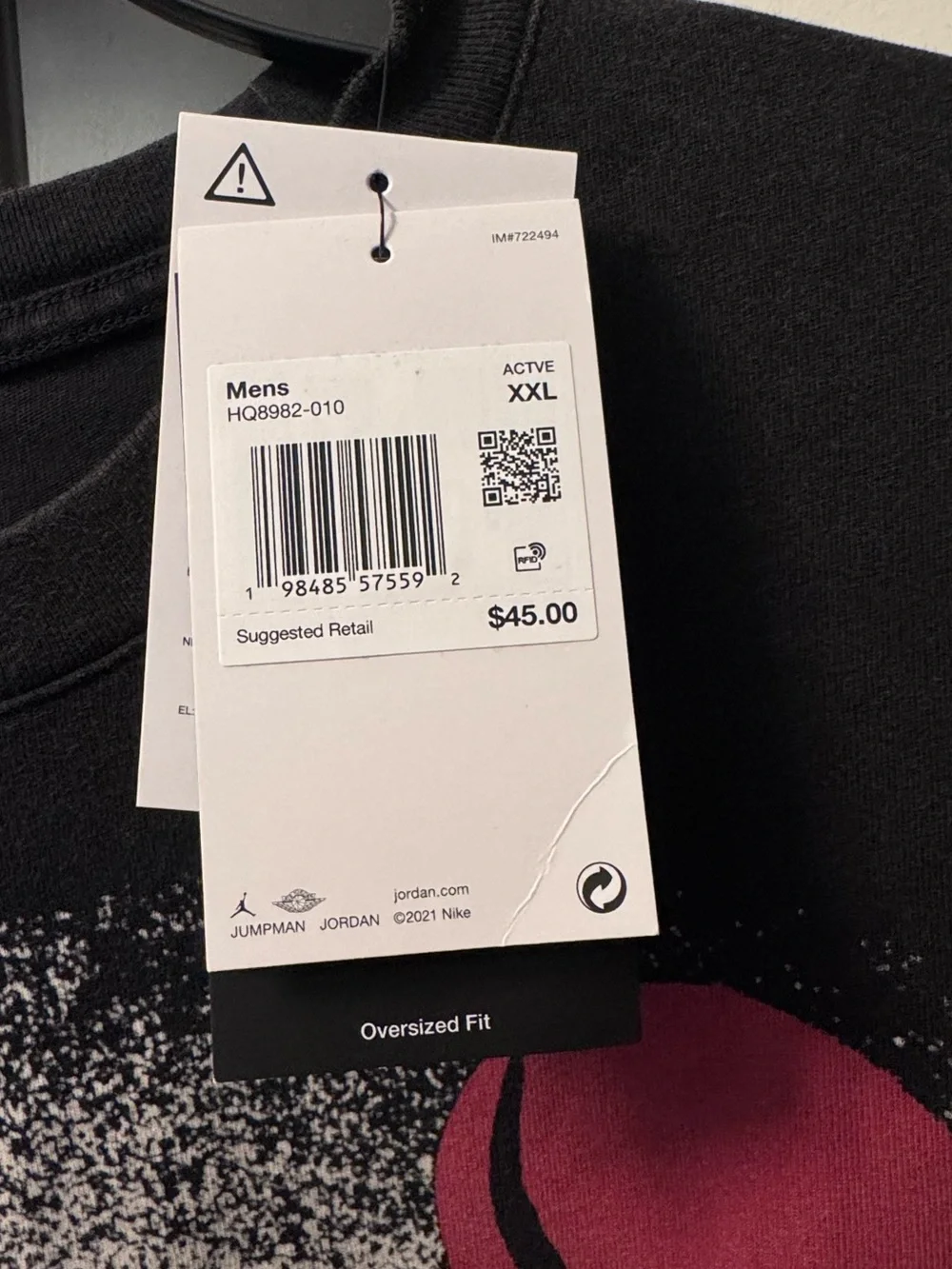 Jordan Black Tee with Pink Basketball Silhouette